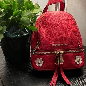Michael Kors Rhea Mini Floral Appliqué Leather Backpack